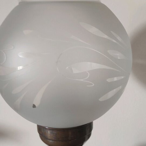Silver-plated table lamp with glass, height 70 cm