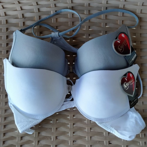 Bras size 80B new, white and grey, pack of 2