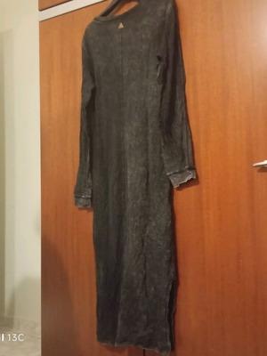Long dress with long sleeve and slit, new, black, size M