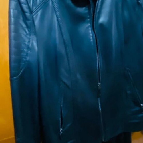 Leather jacket like new, modern, black, size XXL