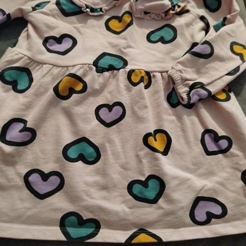 Baby dress with heart patterns, like new, size 98
