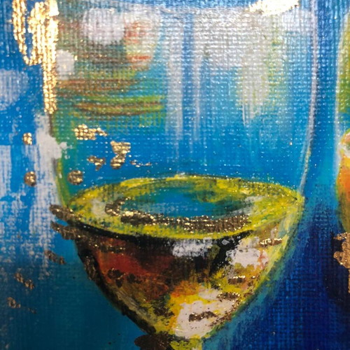 Wine Glasses Acrylic Painting 20x20 cm, new
