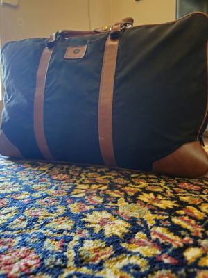 Samsonite vintage σάκος ταξιδιού μεταχειρισμένος, δερμάτινος weekend garment bag μαύρο καφέ