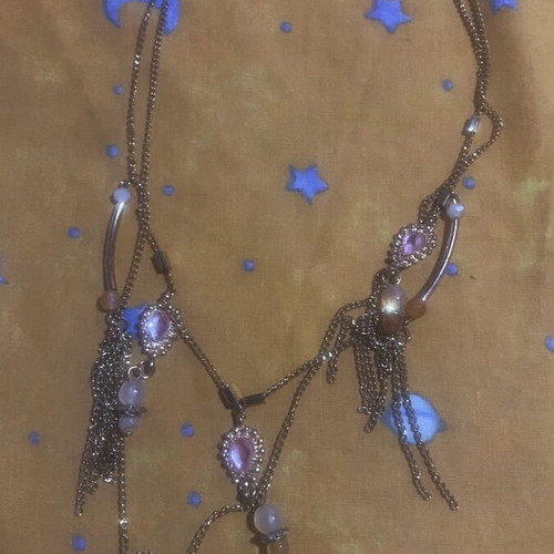 Women's necklace in pink tones with gold, new