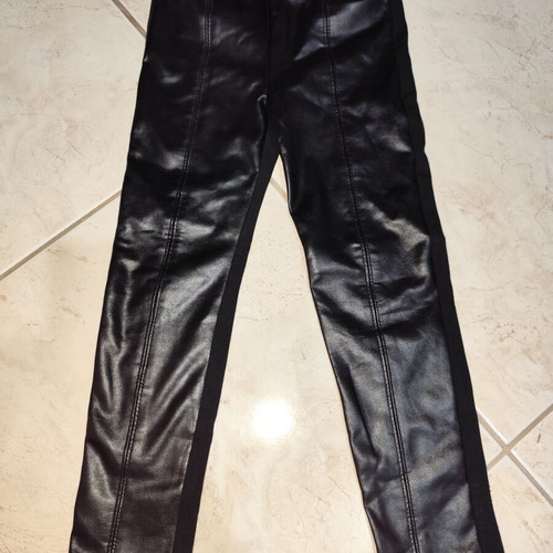 Leather pants for girls size 6 like new, black, reversible fabric