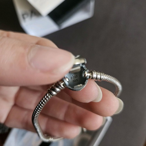 Pandora sterling silver charm bracelet with heart and sister charms like new
