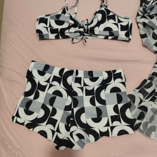 Bikini set with pareo XL like new, black and white