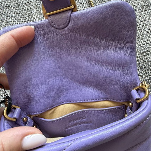 Pinko micro bag, purple leather crossbody