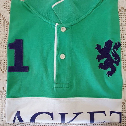 Hackett men's polo shirt like new, XL, white and green