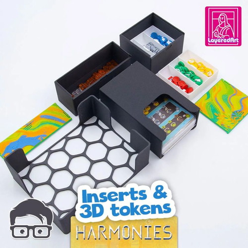 Harmonies Board Game Organizer new, 3D printed insert for sleeved cards
