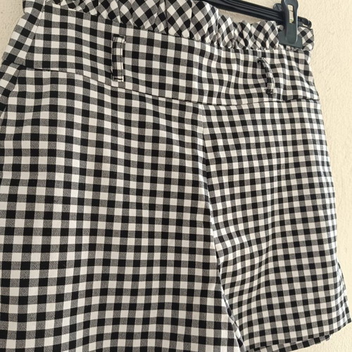 Zara Gingham Print High Waist Shorts XS like new, black and white