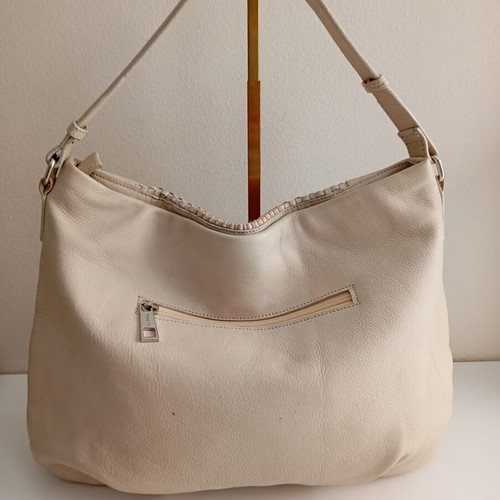 Caprice leather shoulder bag used, beige ecru