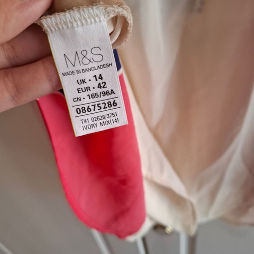 Marks & Spencer top XL used, ivory with multicolor details