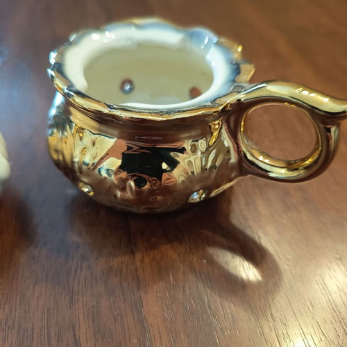 Ceramic incense burner small with lid and handle new