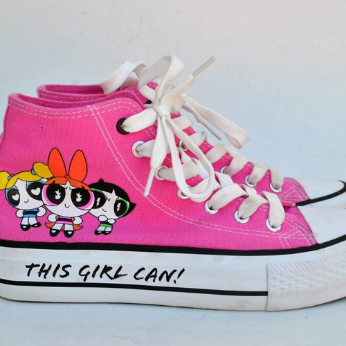 Powerpuff Girls Pink Canvas High Top Sneakers Sprandi like new, size 38