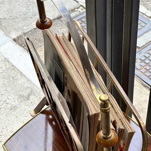 Mid-Century brass magazine holder used with mastic details