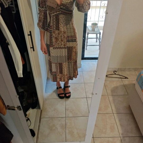 Midi dress boho style with patchwork design, like new, size Small