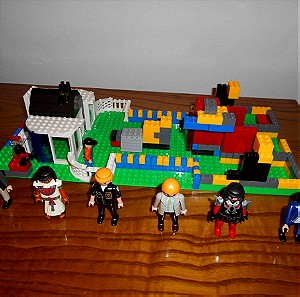Παιχνίδι Κατασκευών με Τουβλάκια Lego και 6 Φιγούρες Play Mobil, (Όλα Μαζί).