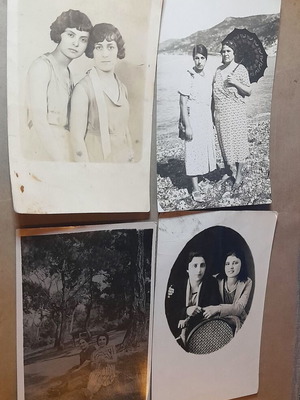 Vintage black and white photos set of 4 used, 1920s-1930s portraits and outdoors