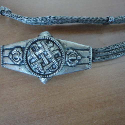 Antique women's metal belt used, length 95 cm
