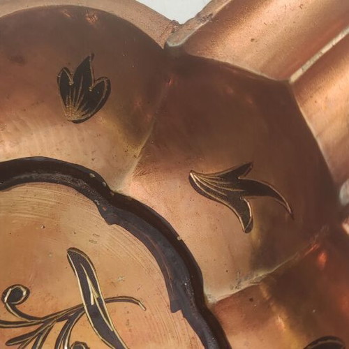Vintage copper engraved painted ashtray like new
