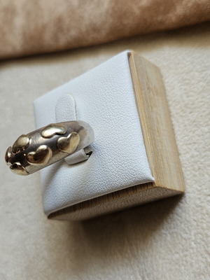 Vintage ring 750 and 925 with 18K gold hearts