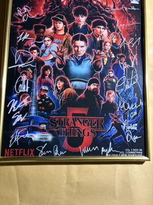 Stranger Things Season 5 Signed Memorabilia Poster with Custom Kinder Joy Funko Pop