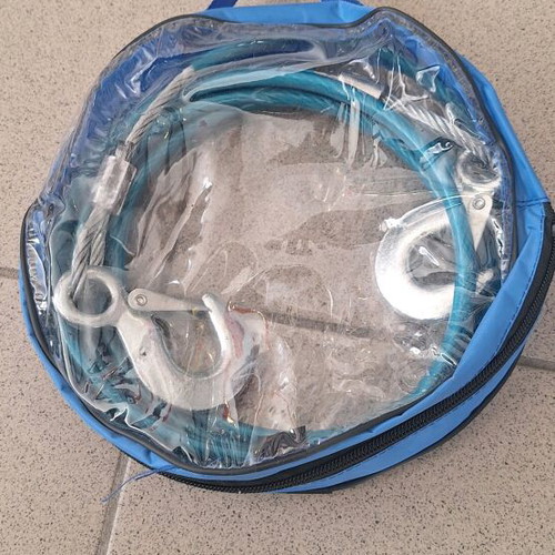 Reinforced wire rope with hooks new, 6 mm thickness, 3.5 meters