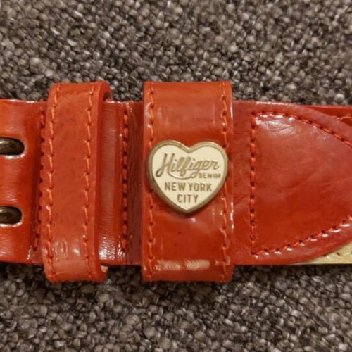 Double women's leather belt Tommy Hilfiger used, beige and red coral