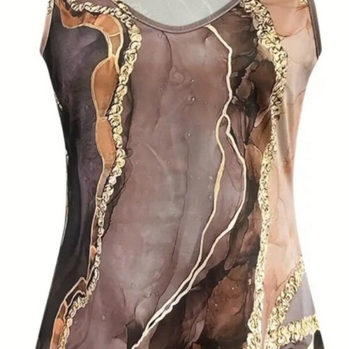 Women's sleeveless top with marble print, summer fashion