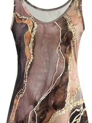 Women's sleeveless top with marble print, summer fashion