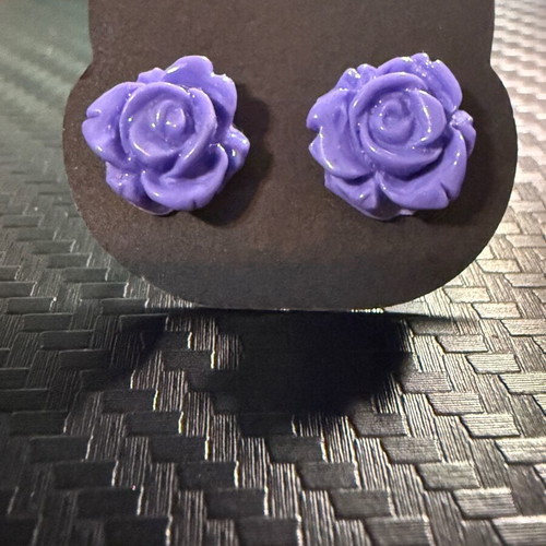 Earrings with purple roses handmade new