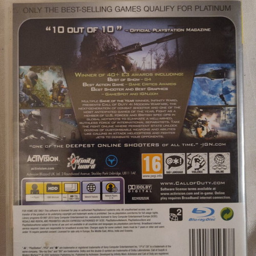 Call of Duty 4 Modern Warfare PS3 game used, perfect condition