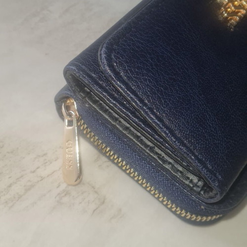 Guess leather wallet blue like new with zipper and card slots