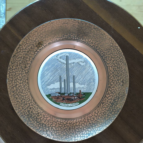 Copper Plate 30cm Sudbury Canada vintage used decorative