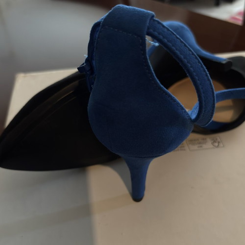 Bershka Two-Tone Pumps Size 40 Like New, Blue and Black with Ankle Strap