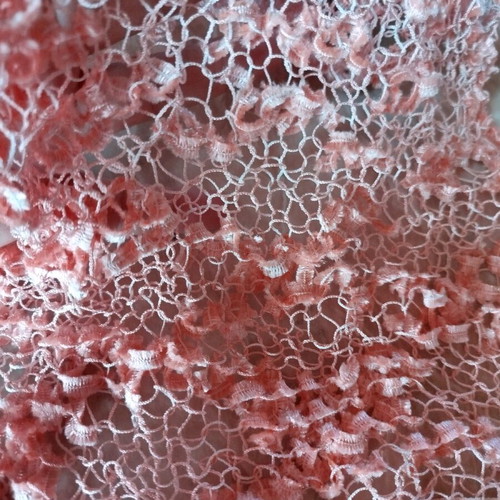 Pearly pink spring scarf new, handmade knit with Turkish Ladder ice yarn
