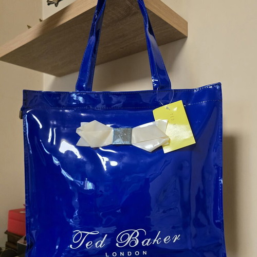 Ted Baker large blue handbag with white bow new