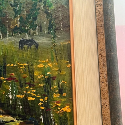 Vintage oil paintings set of 2, like new, winter and spring landscapes