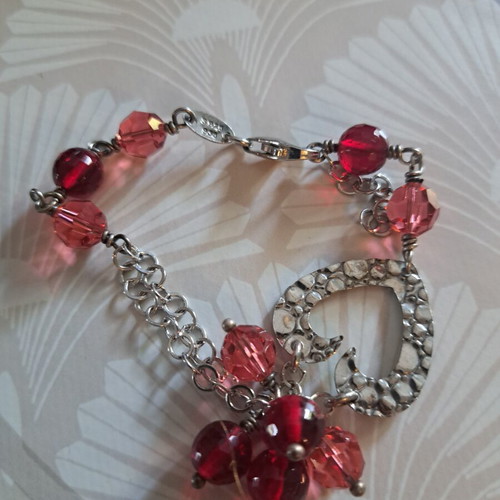 Silver bracelet 925 with heart and crystal beads like new
