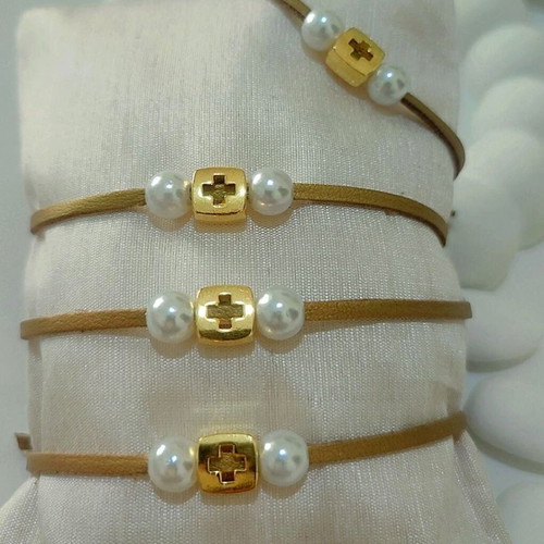Martyrika bracelets new, pack of 50 with suede leather gold bronze color