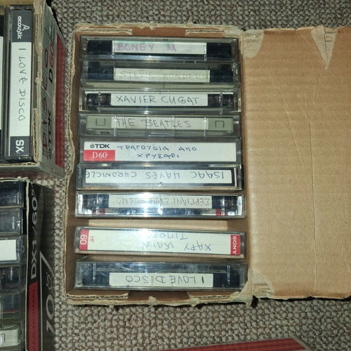 Collection of 36 used audio cassette tapes, Greek and foreign music, pack