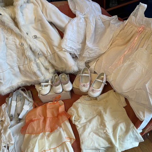 Baby christening clothes for girl up to 1.5 years used, set
