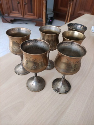 Bronze glasses used, set of 6 pieces