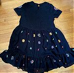  zara φορεμα παιδικό μαυρο με κεντημα size 8    128 cm σε αψογη κατασταση