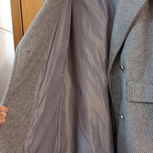 Warm gray coat like new with silver buttons, one size