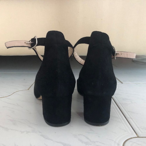 Sagiakos suede pumps with strap black like new, 5cm heel size 40