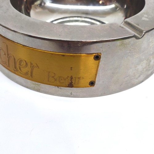 Fischer beer metal ashtray collectible used vintage