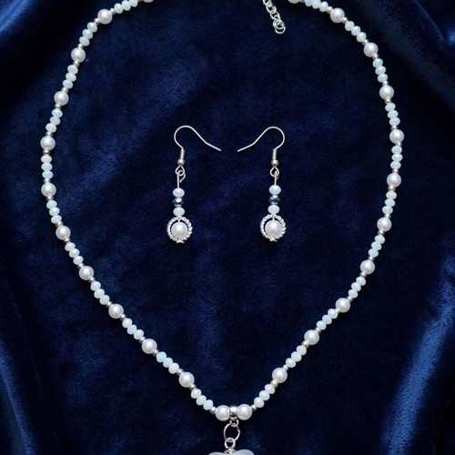handmade crystal beaded elegant jewellery, necklace and earrings set