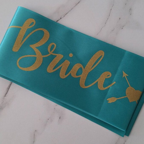 Bachelorette sashes turquoise and white for bride, new, set of 6